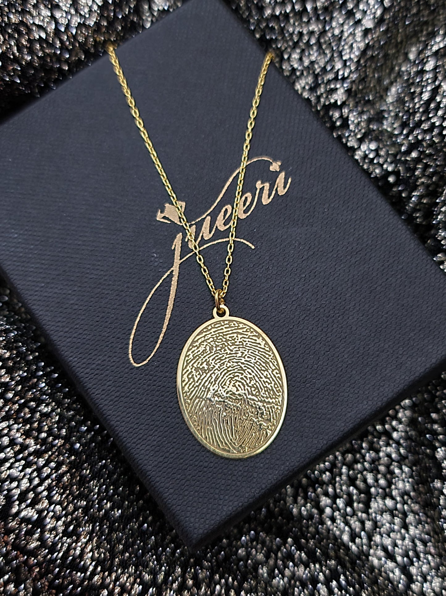 Custom Oval Fingerprint Name Necklace