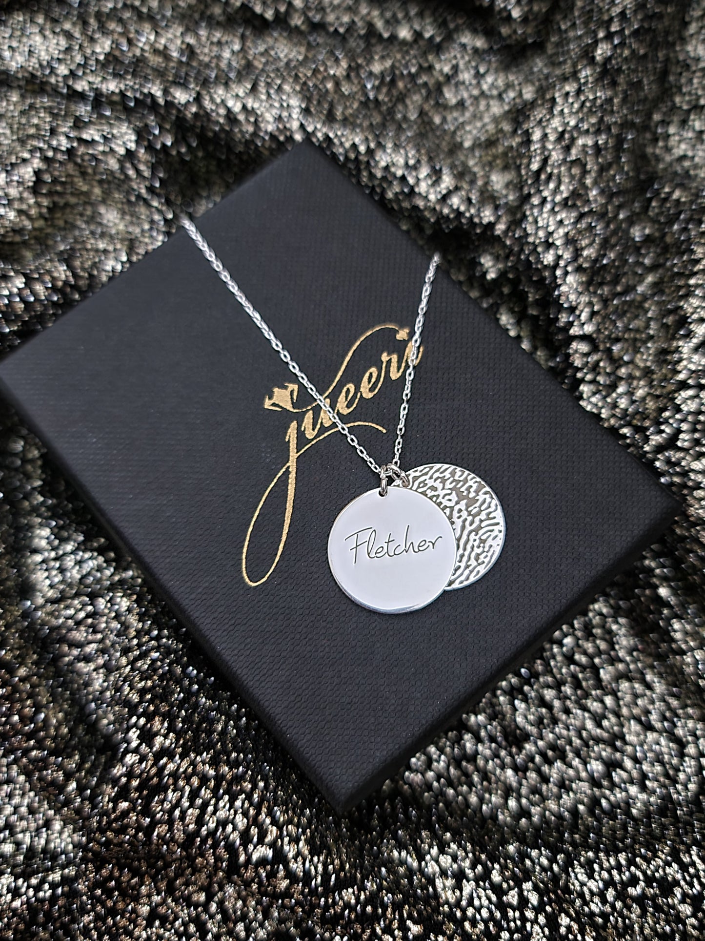 Custom Fingerprint Name Date Initial Necklace