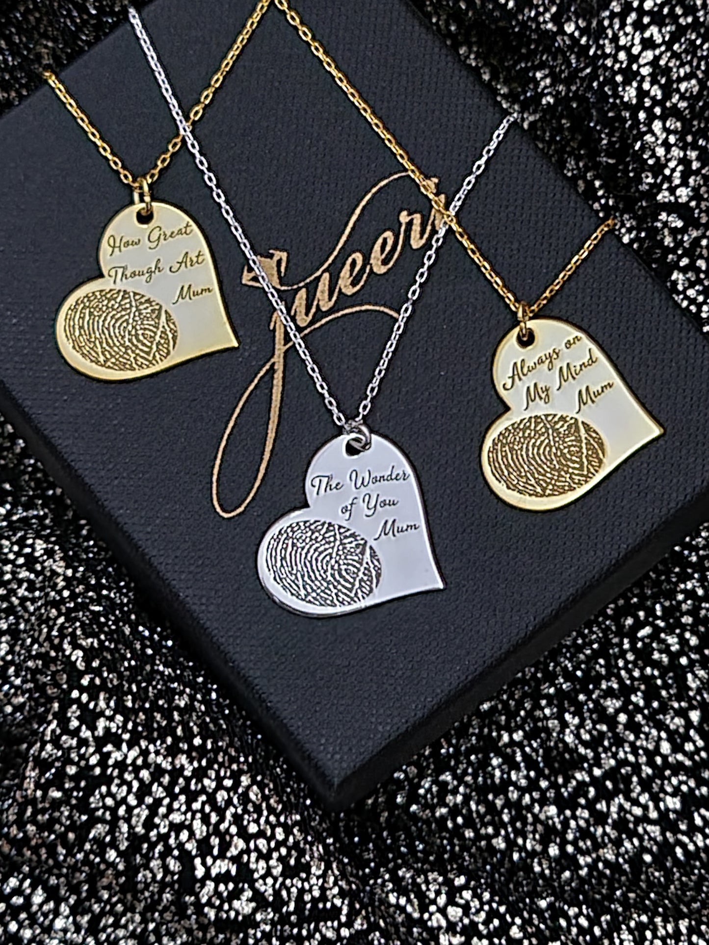 Custom Heart Fingerprint Name Necklace