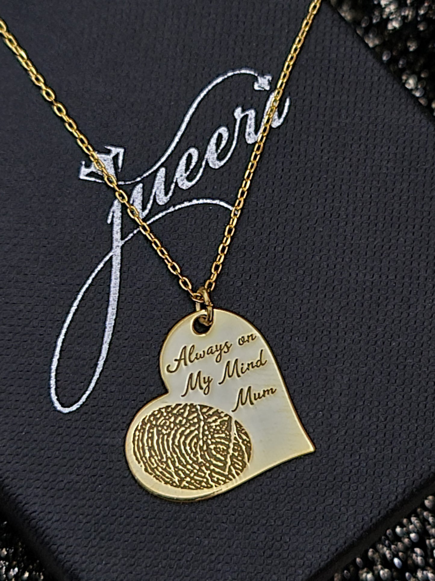 Custom Heart Fingerprint Name Necklace