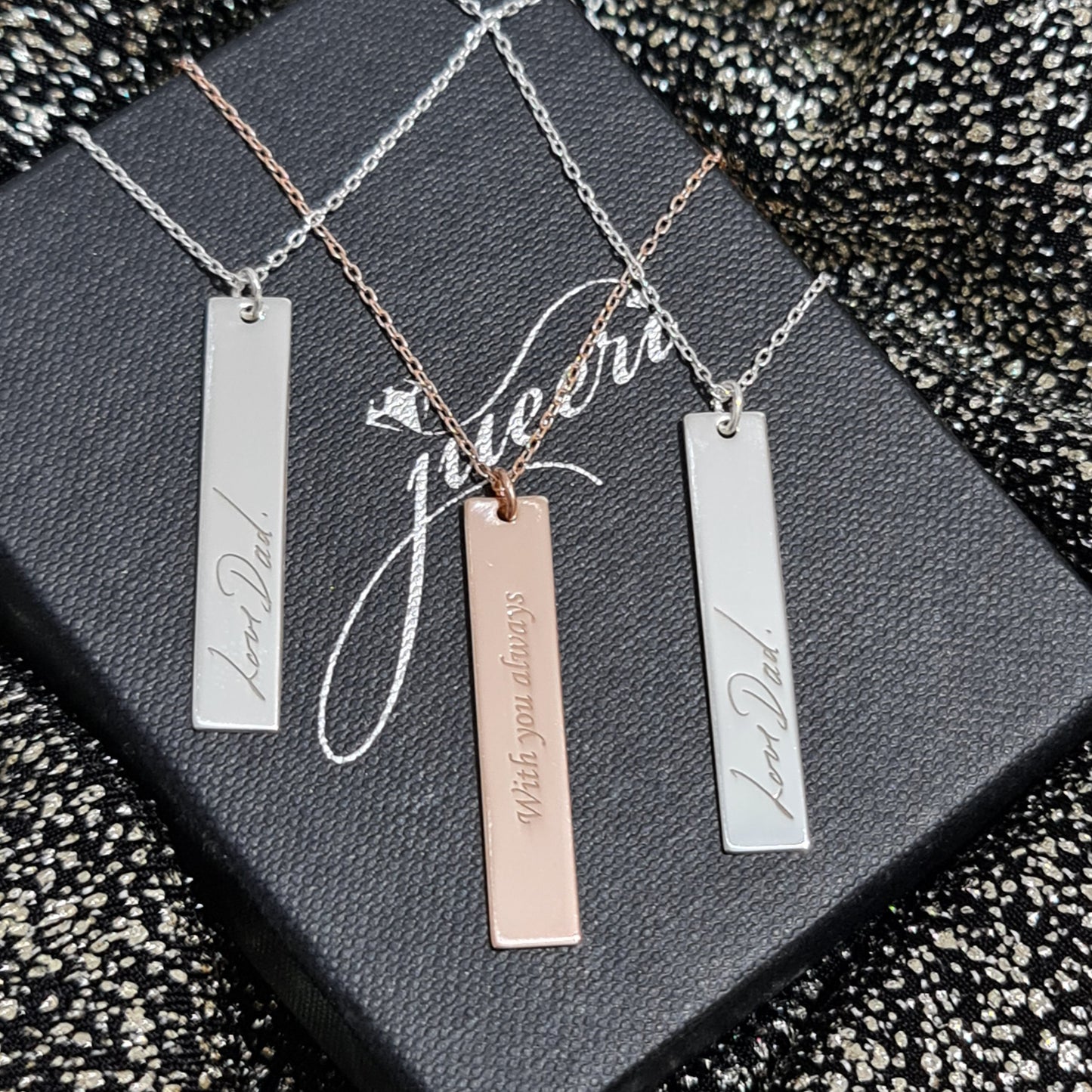 Custom Bar Fingerprint Name Necklace