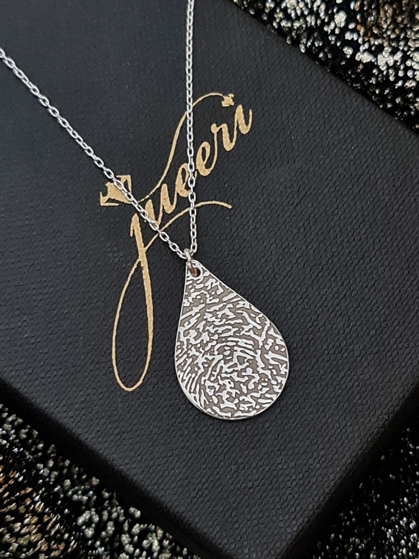 Custom Teardrop Fingerprint Necklace