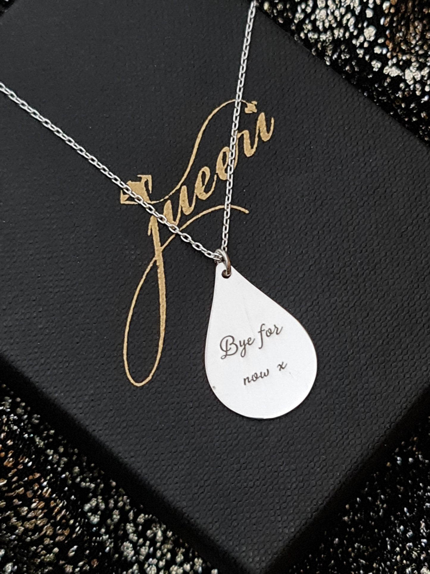 Custom Teardrop Fingerprint Name Necklace