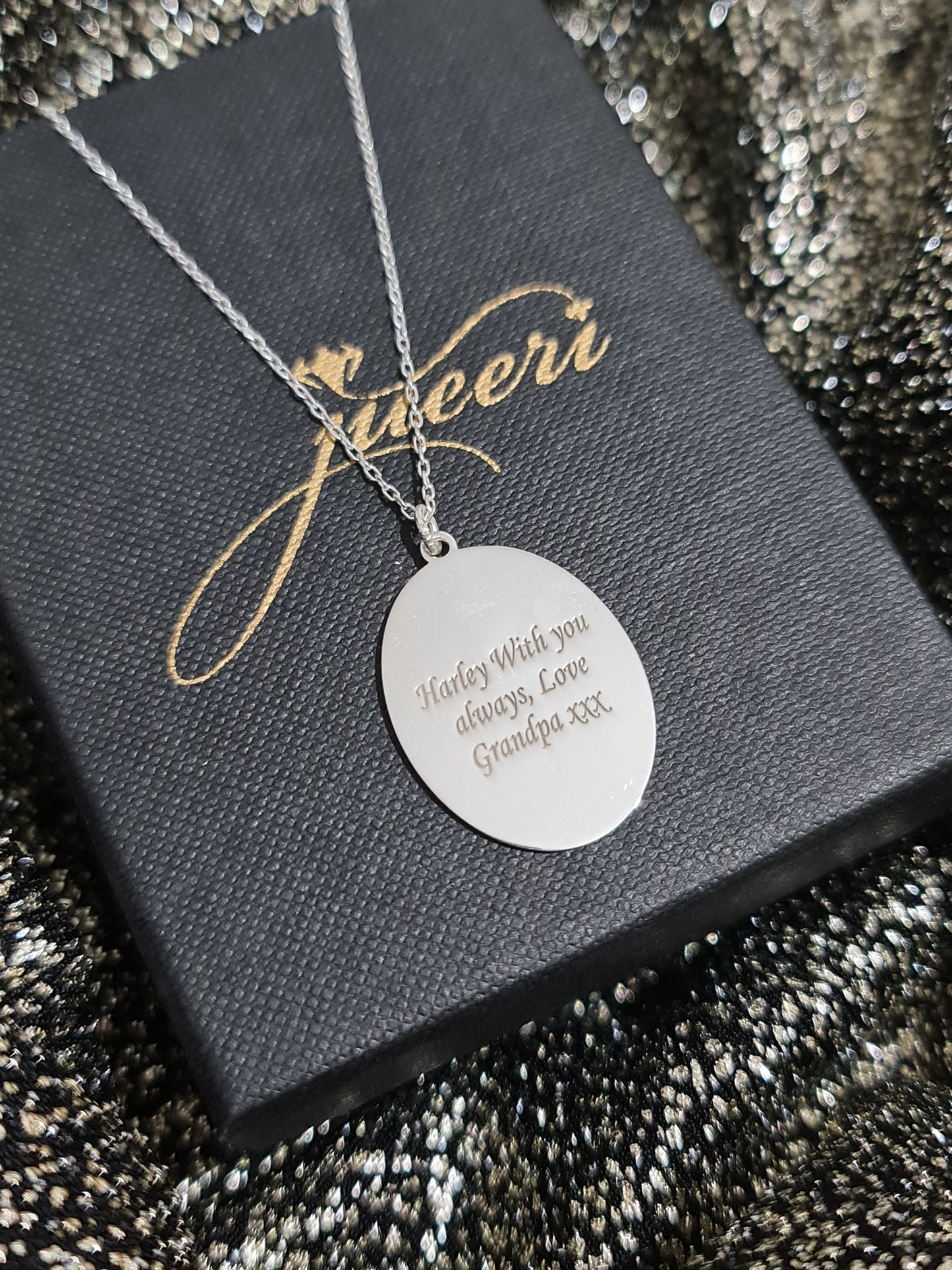 Custom Oval Fingerprint Name Necklace