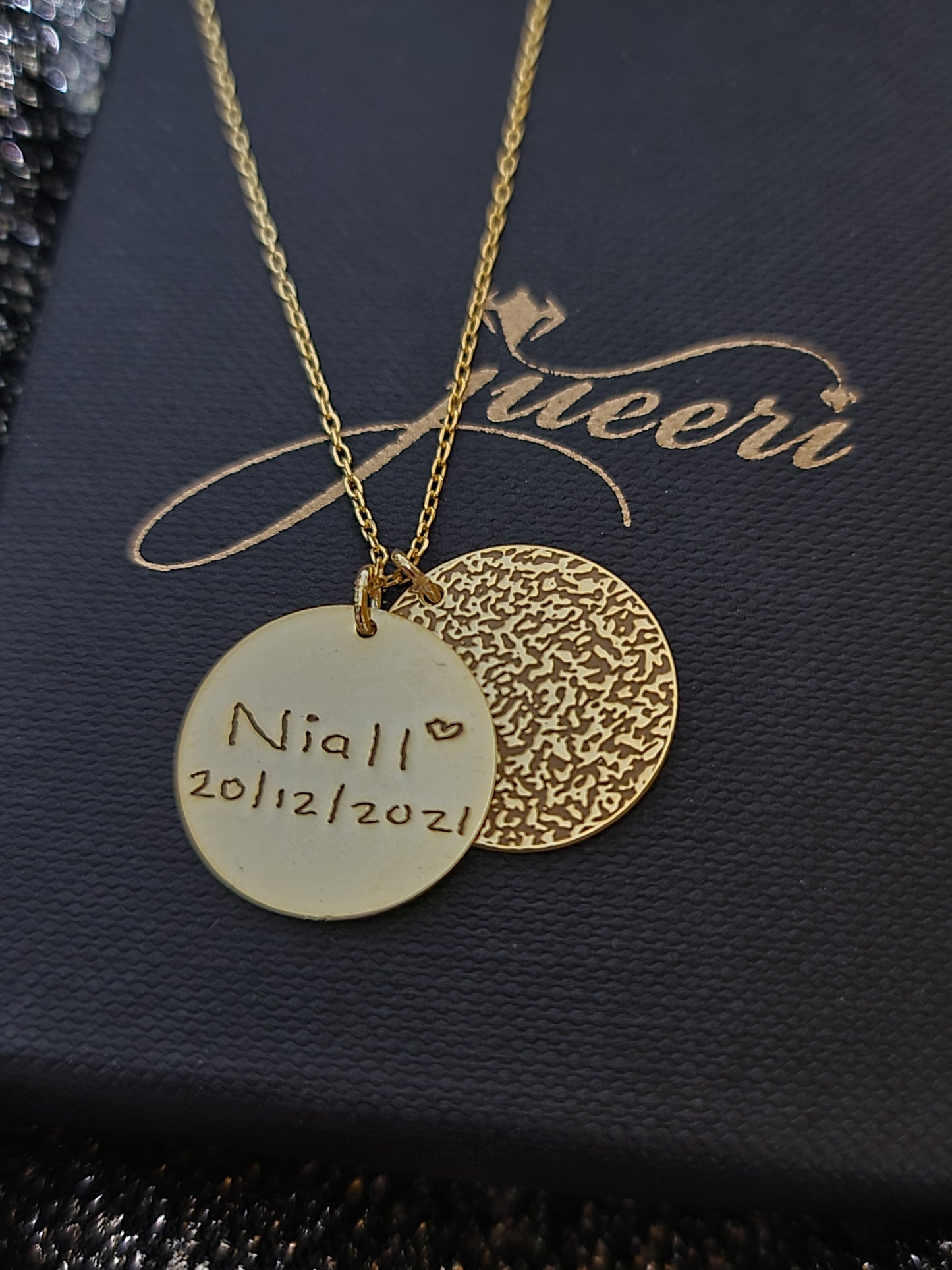 Custom Fingerprint Name Date Initial Necklace