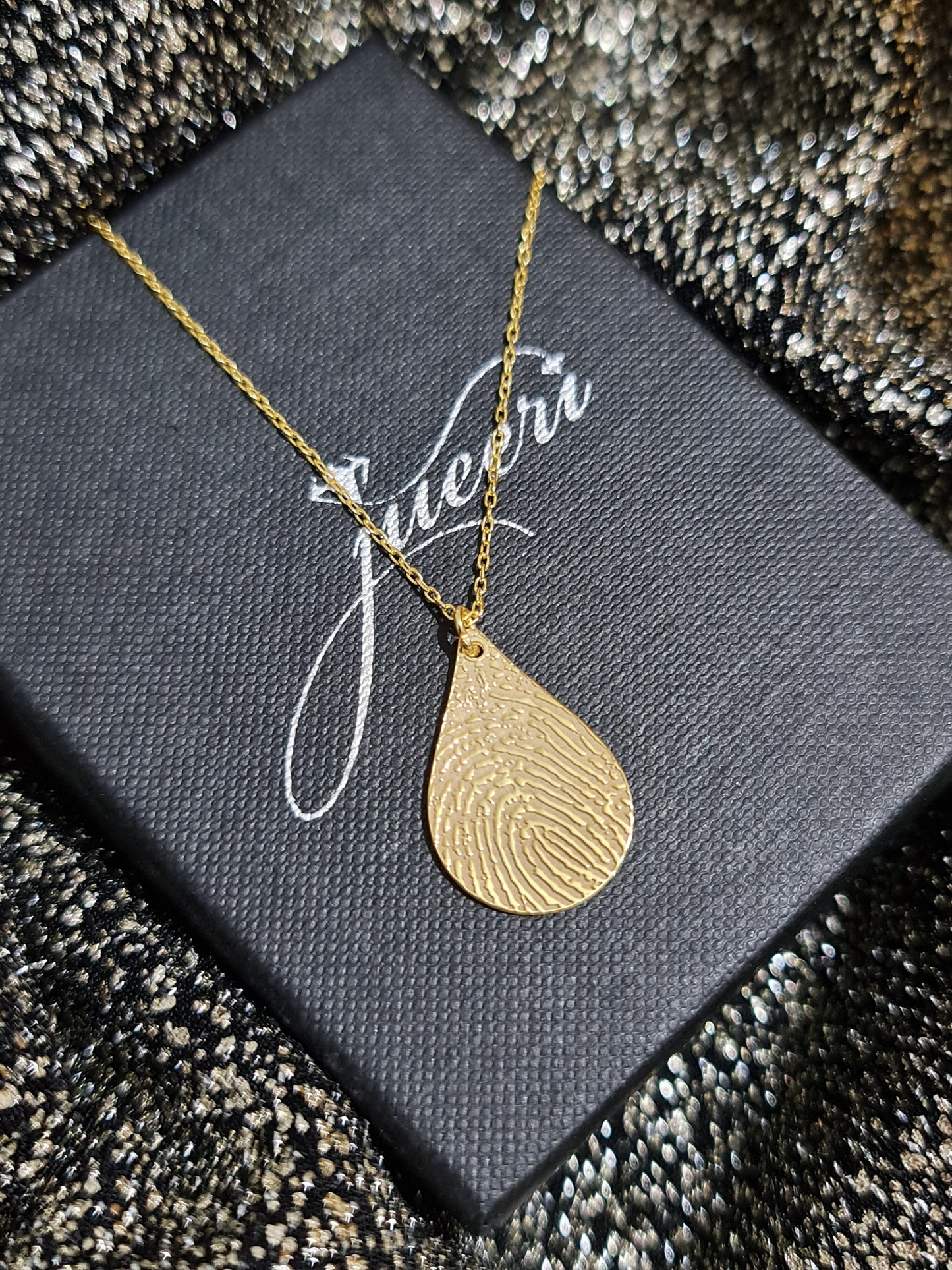 Custom Teardrop Fingerprint Necklace