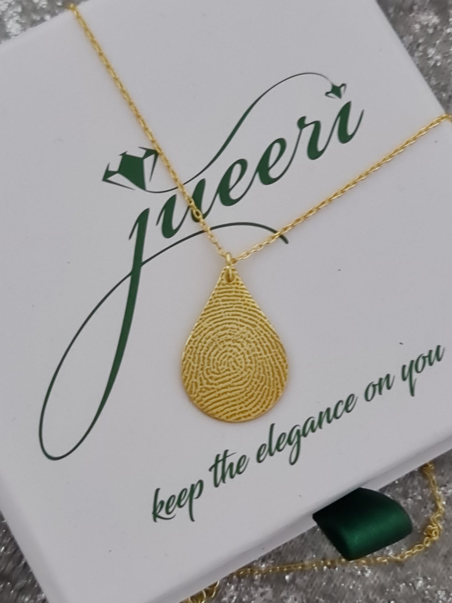 Custom Teardrop Fingerprint Necklace