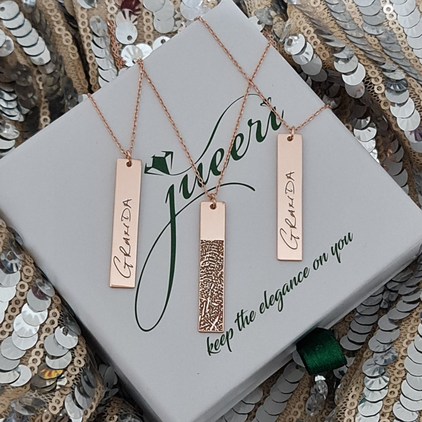 Custom Bar Fingerprint Name Necklace