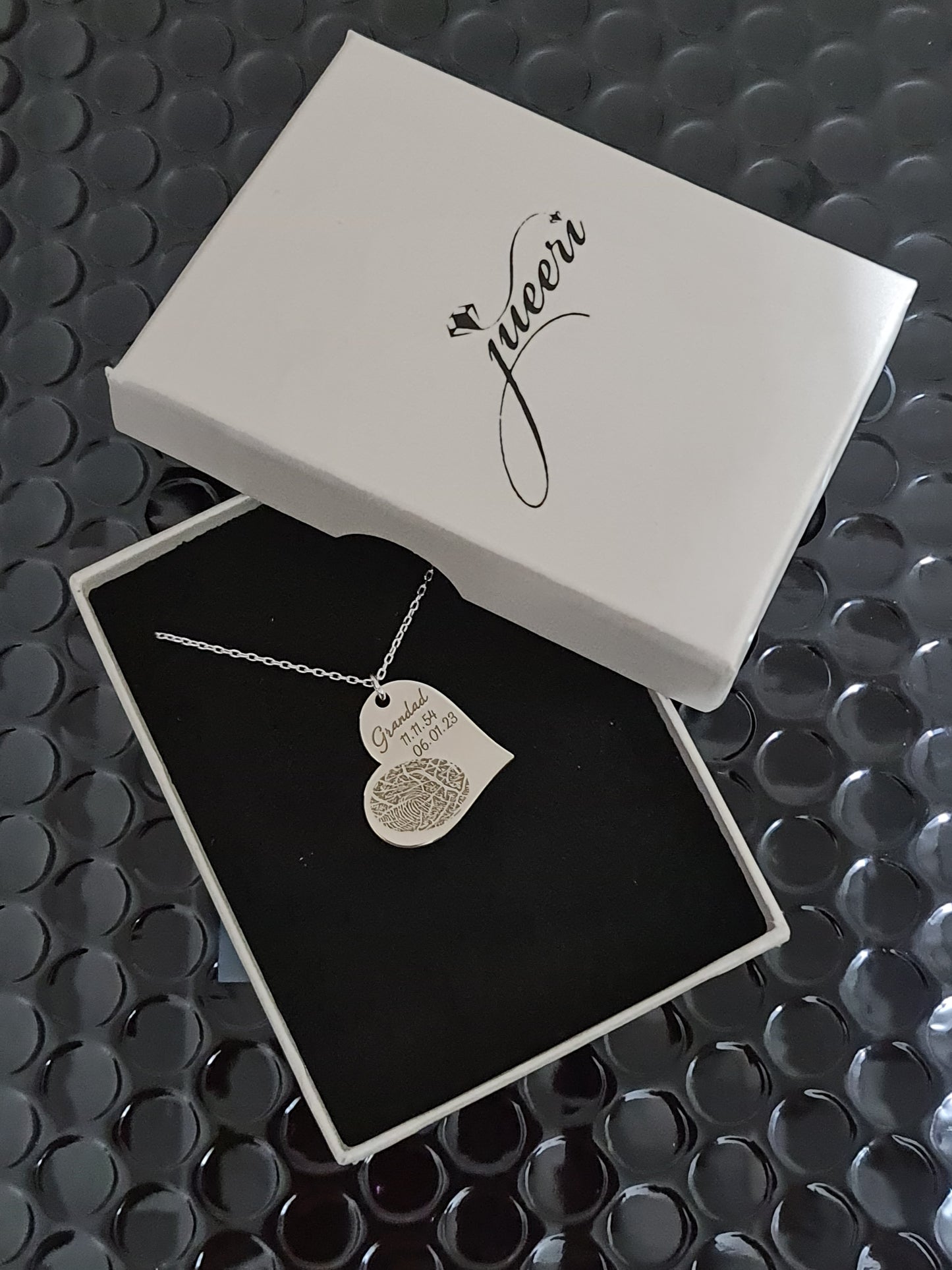 Custom Heart Fingerprint Name Necklace