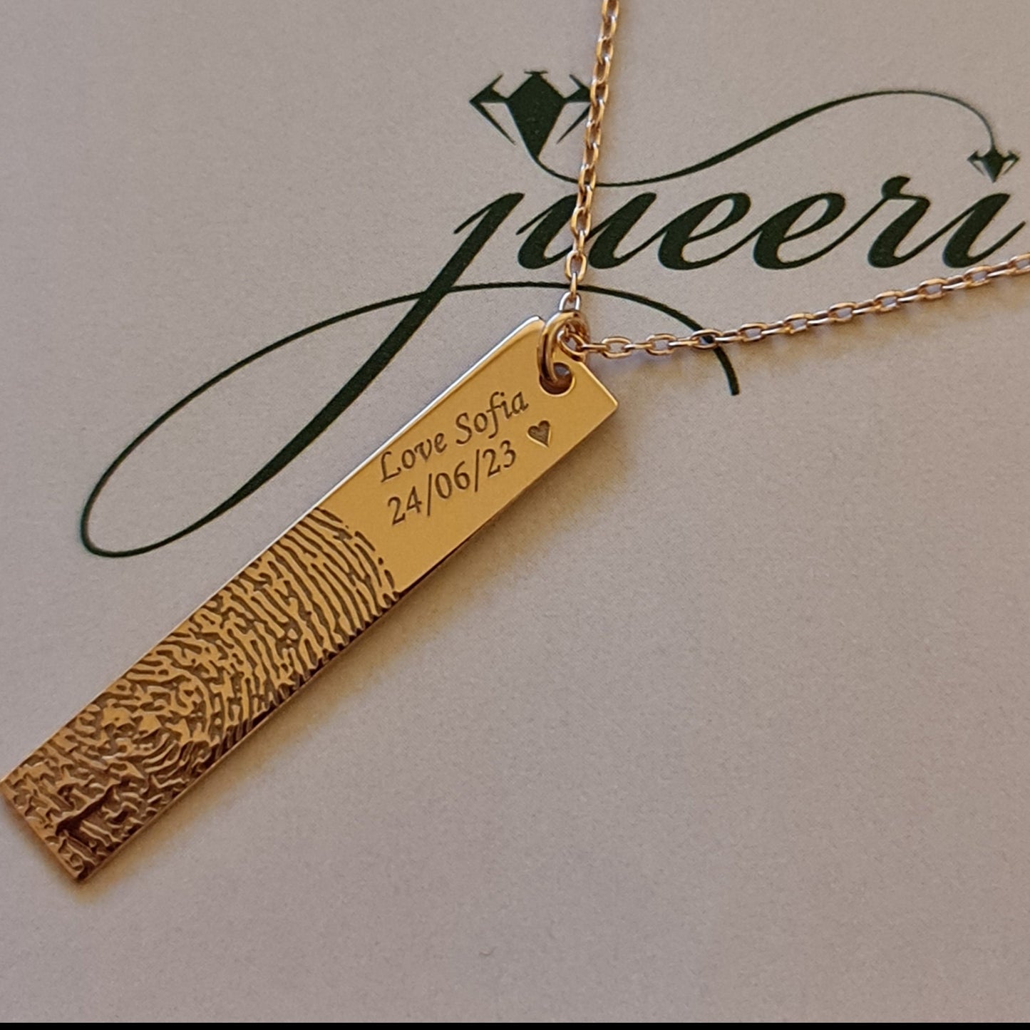 Custom Bar Fingerprint Name Necklace