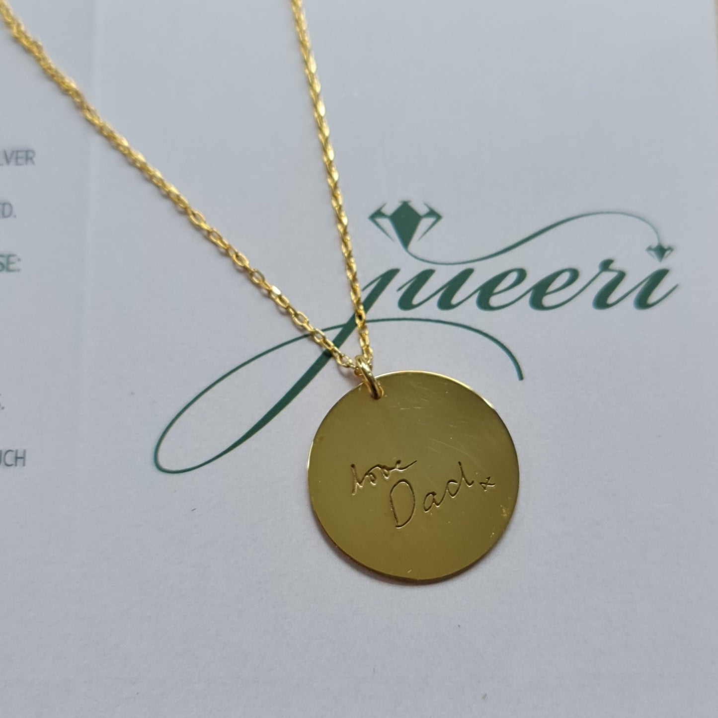 Custom Disc Fingerprint Name Necklace