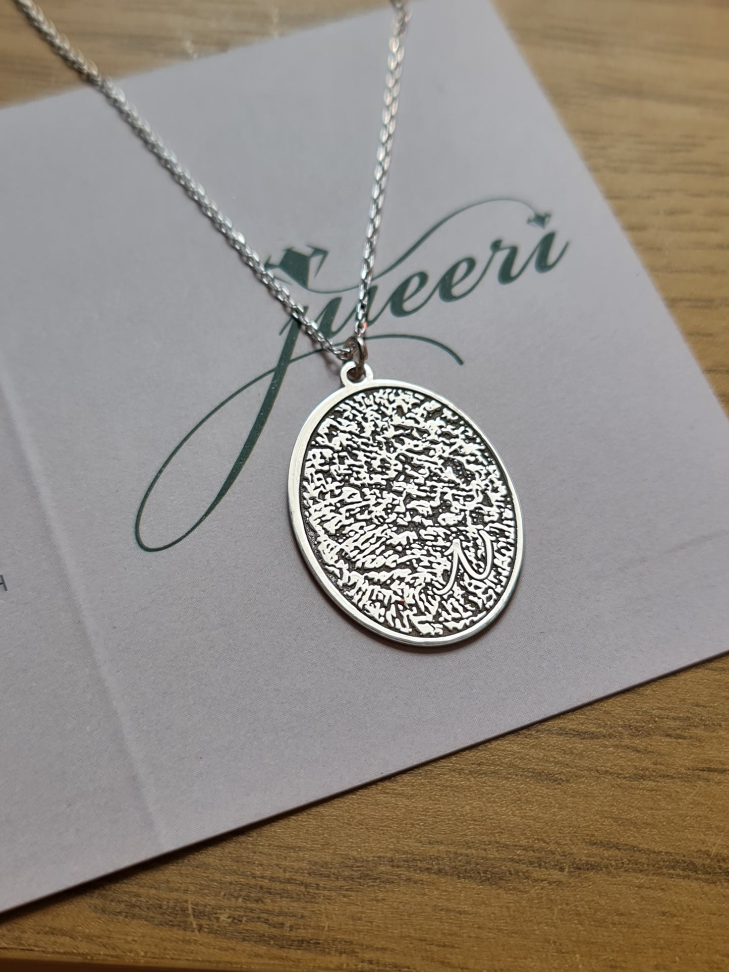 Custom Oval Fingerprint Name Necklace