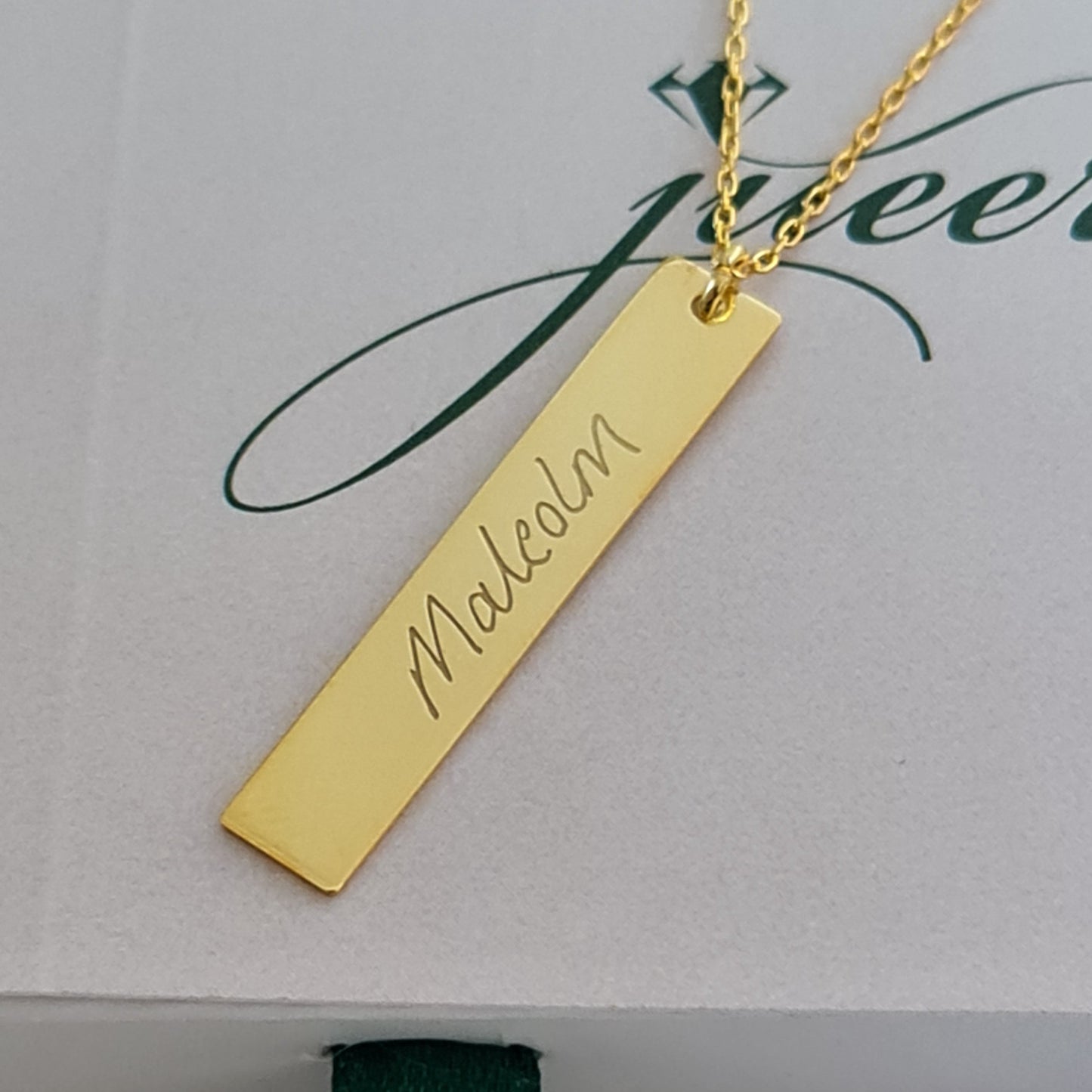 Custom Bar Fingerprint Name Necklace