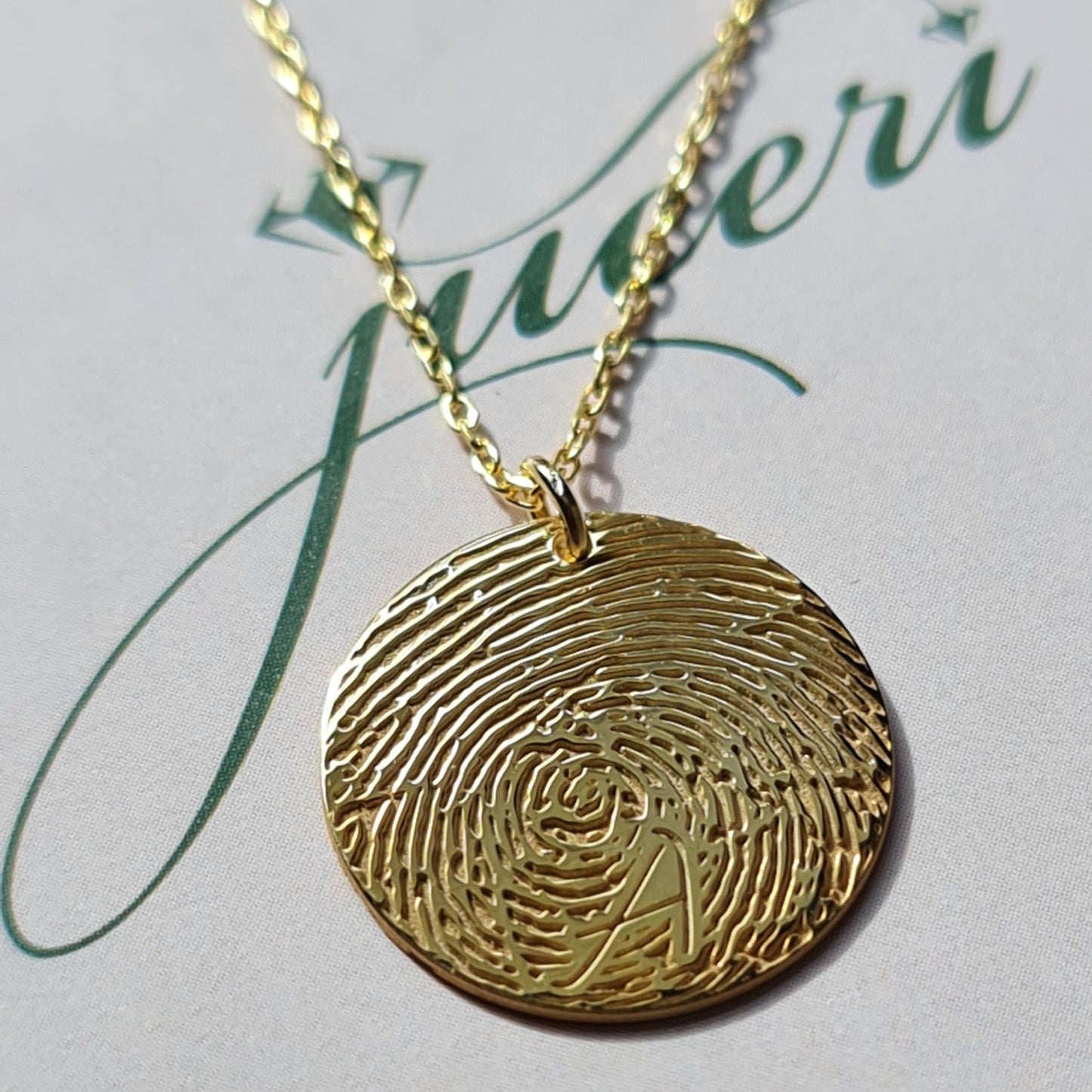 Custom Disc Fingerprint Name Necklace