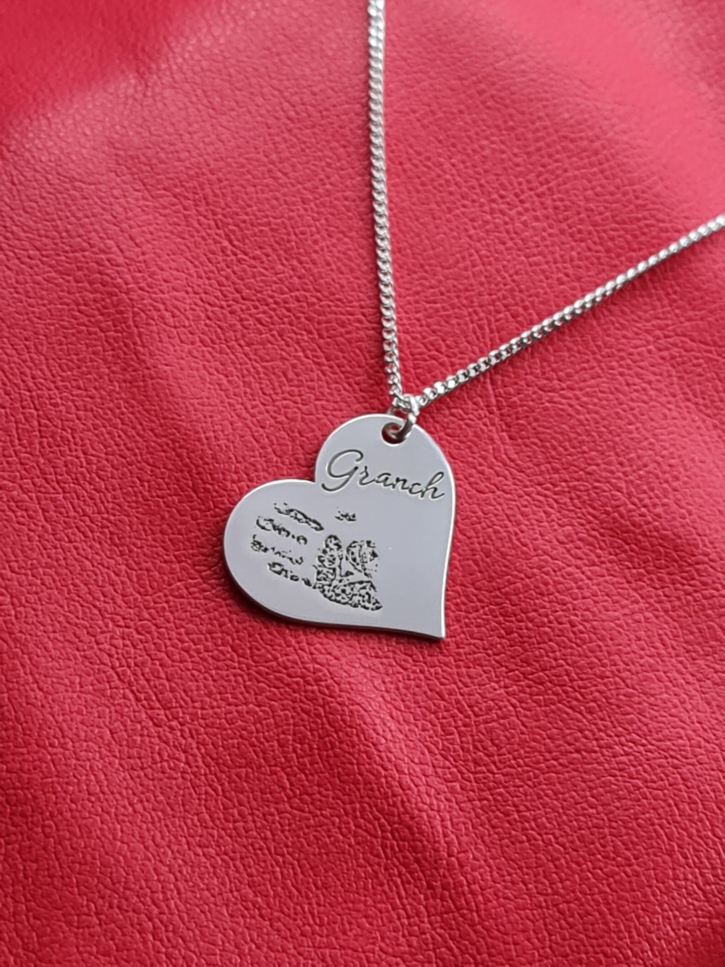 Custom Heart Fingerprint Name Necklace