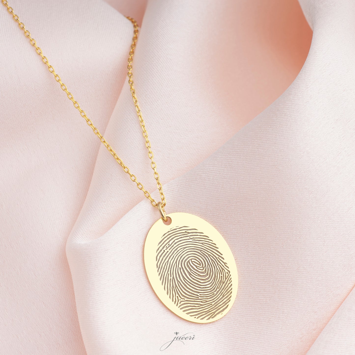 Custom Oval Fingerprint Necklace