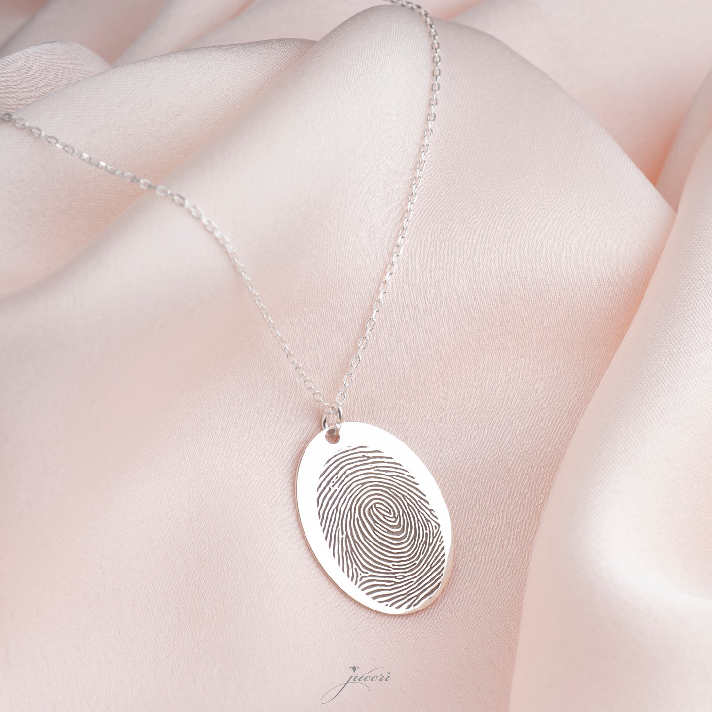 Custom Oval Fingerprint Necklace