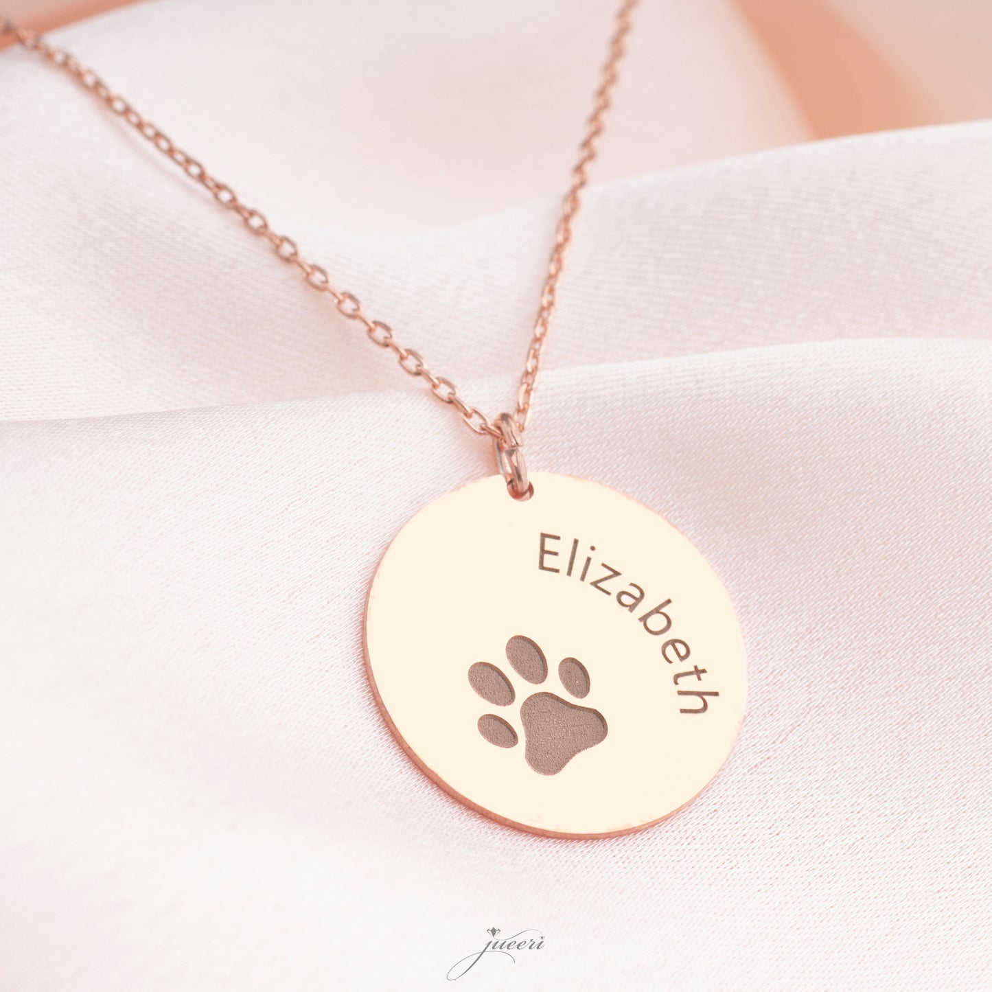 Custom Pet Paw & Name Print Necklace