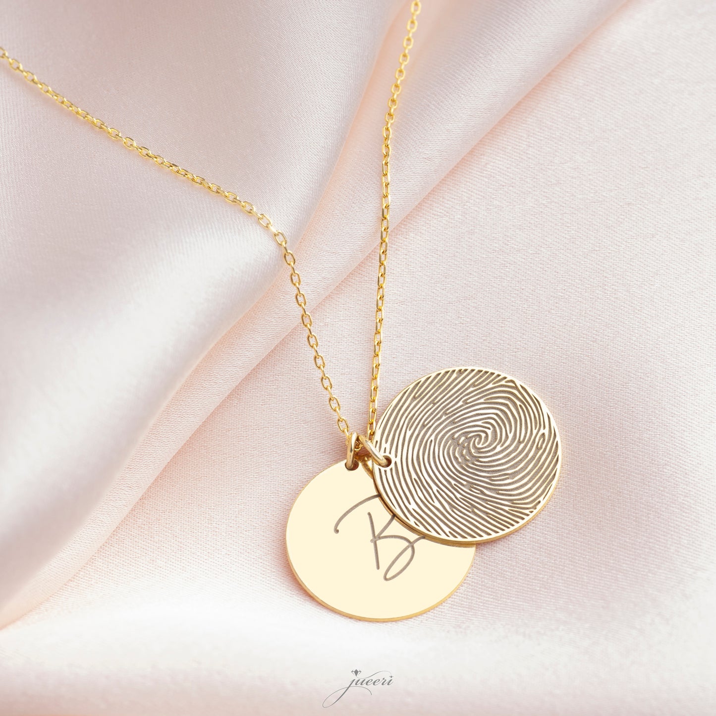 Custom Fingerprint Name Date Initial Necklace