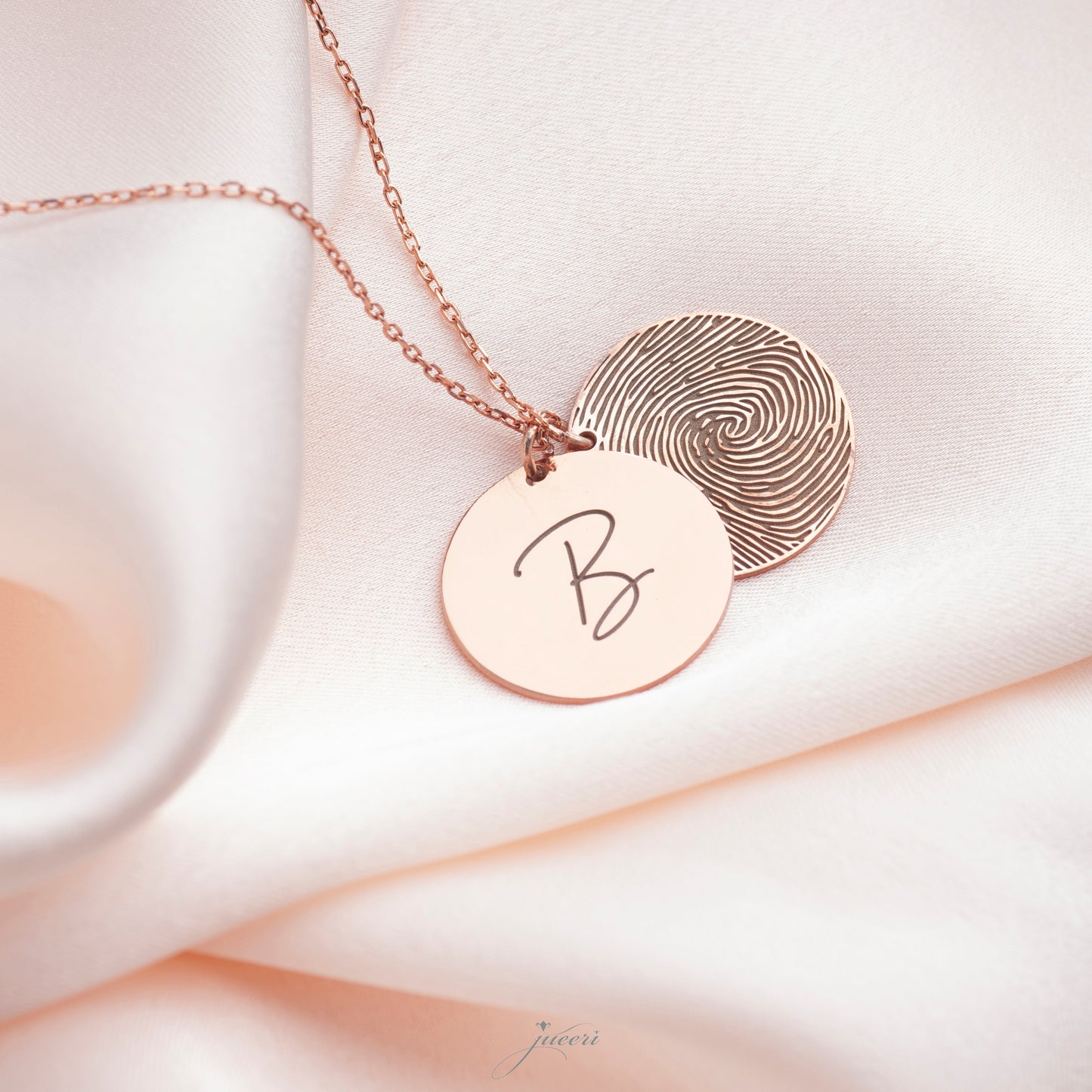 Custom Fingerprint Name Date Initial Necklace