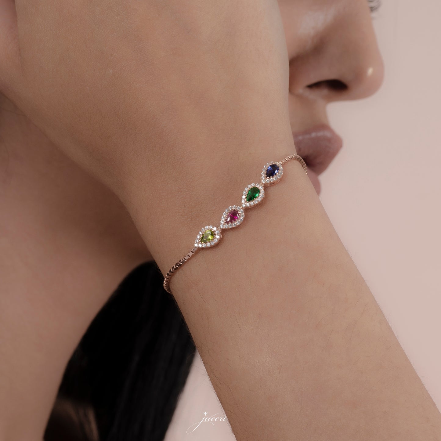 Personalized Drop Birthstone Adjustable Bracelet