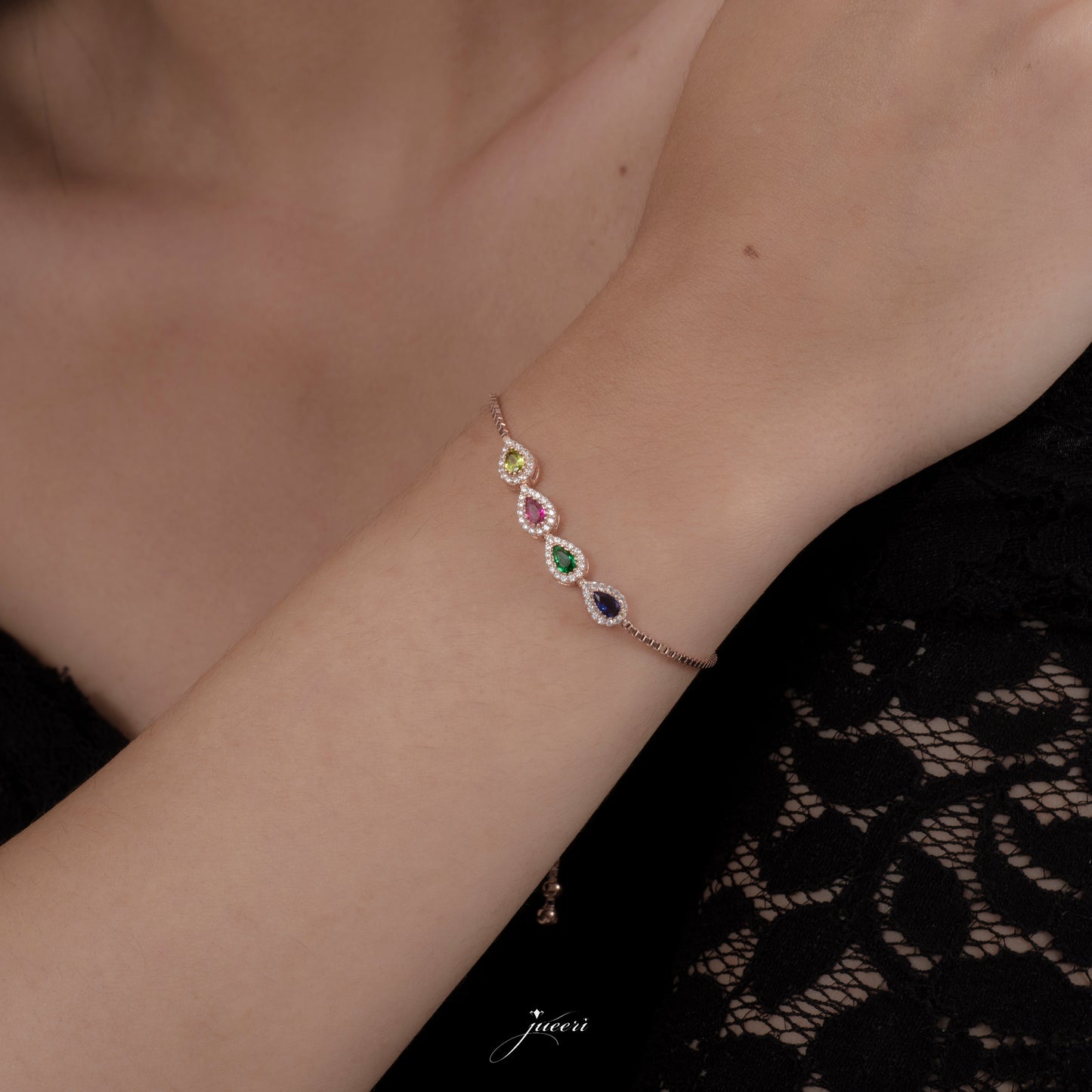 Personalized Drop Birthstone Adjustable Bracelet