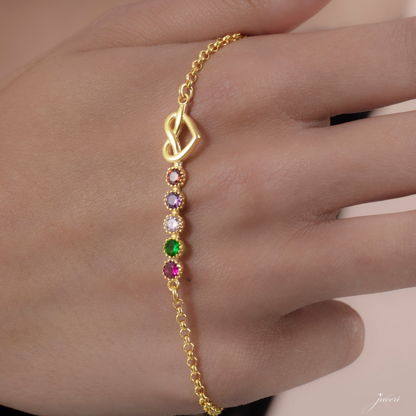 Personalized Birthstone Heart Bracelet