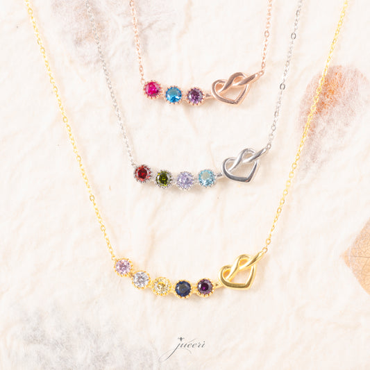 Personalized Birthstones & Heart Necklace