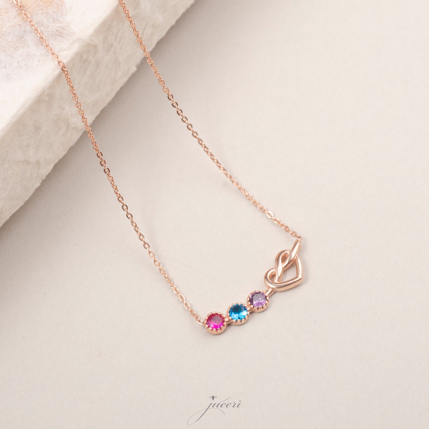 Personalized Birthstones & Heart Necklace