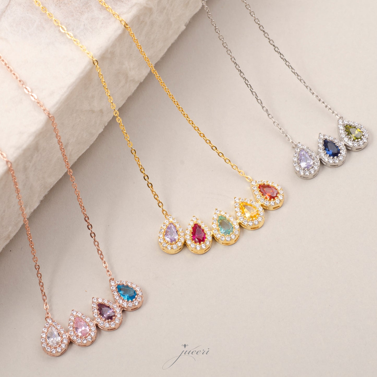 Personalized Drop Birthstone Necklace