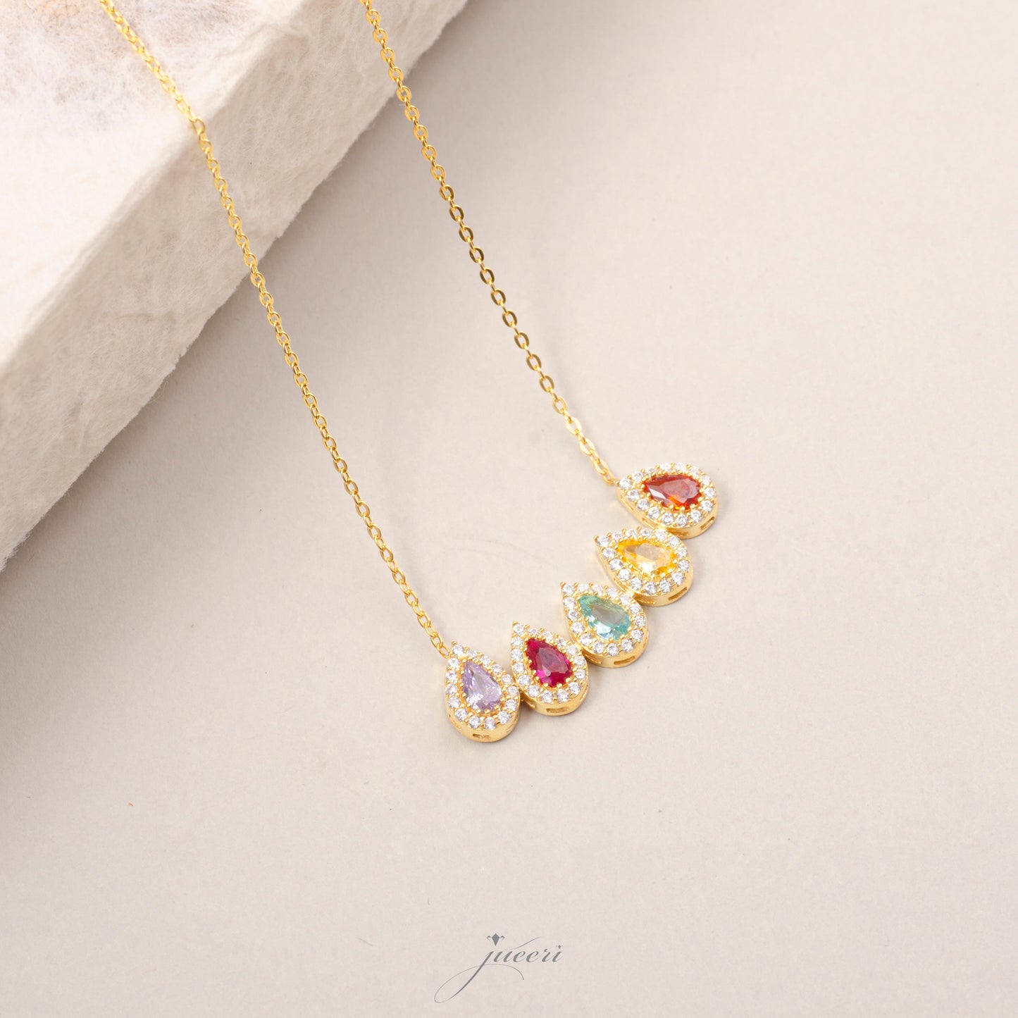 Personalized Drop Birthstone Necklace