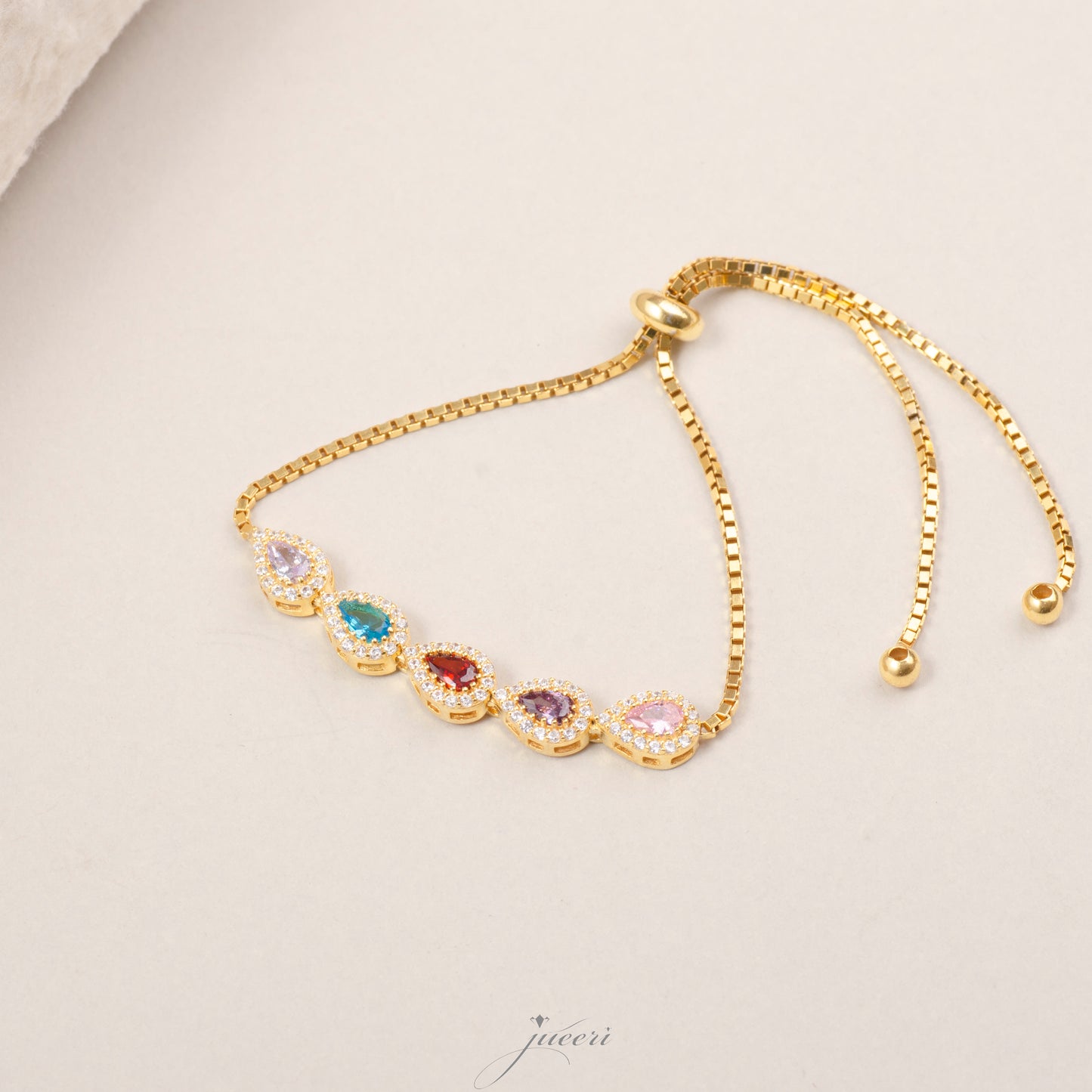 Personalized Drop Birthstone Adjustable Bracelet