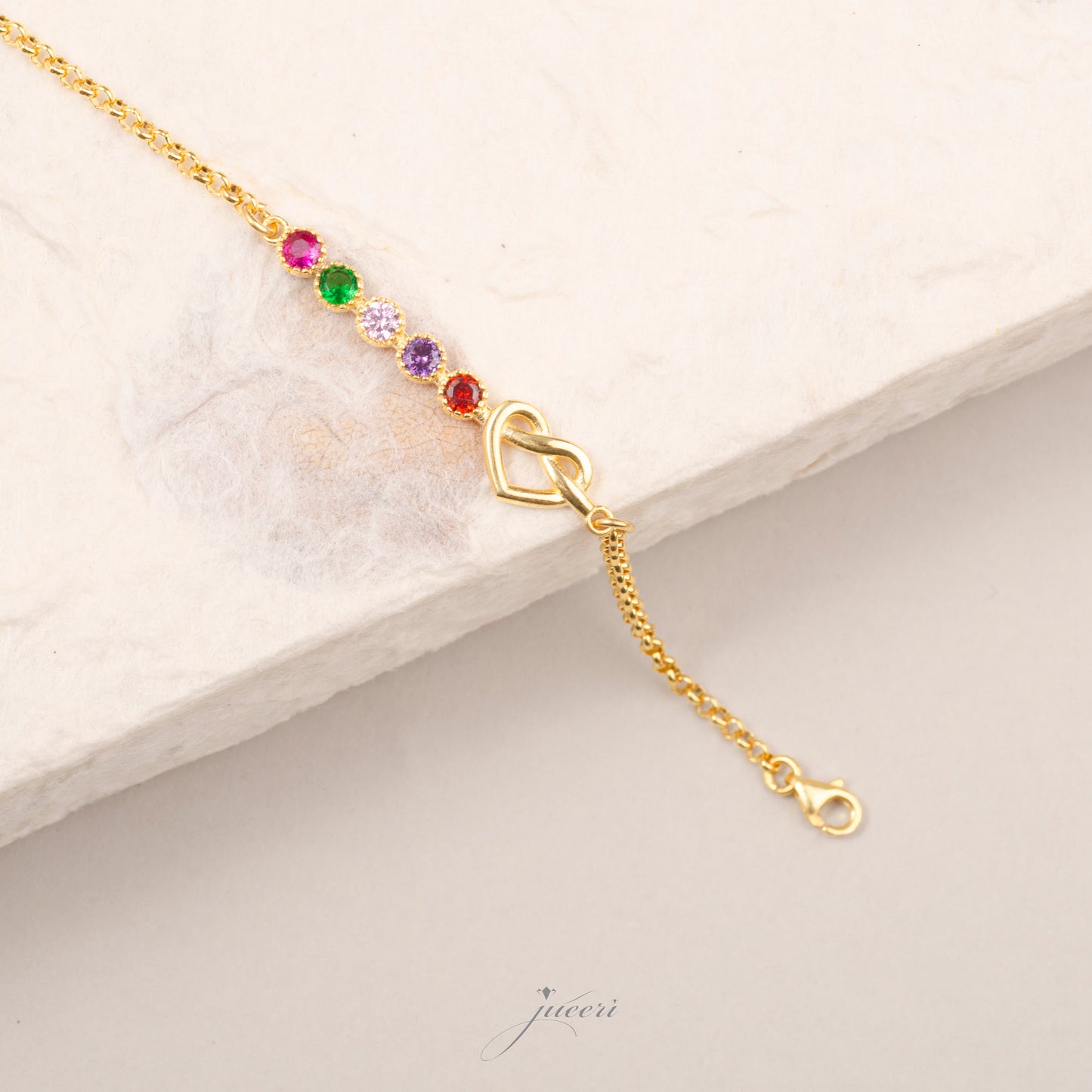 Personalized Birthstone Heart Bracelet