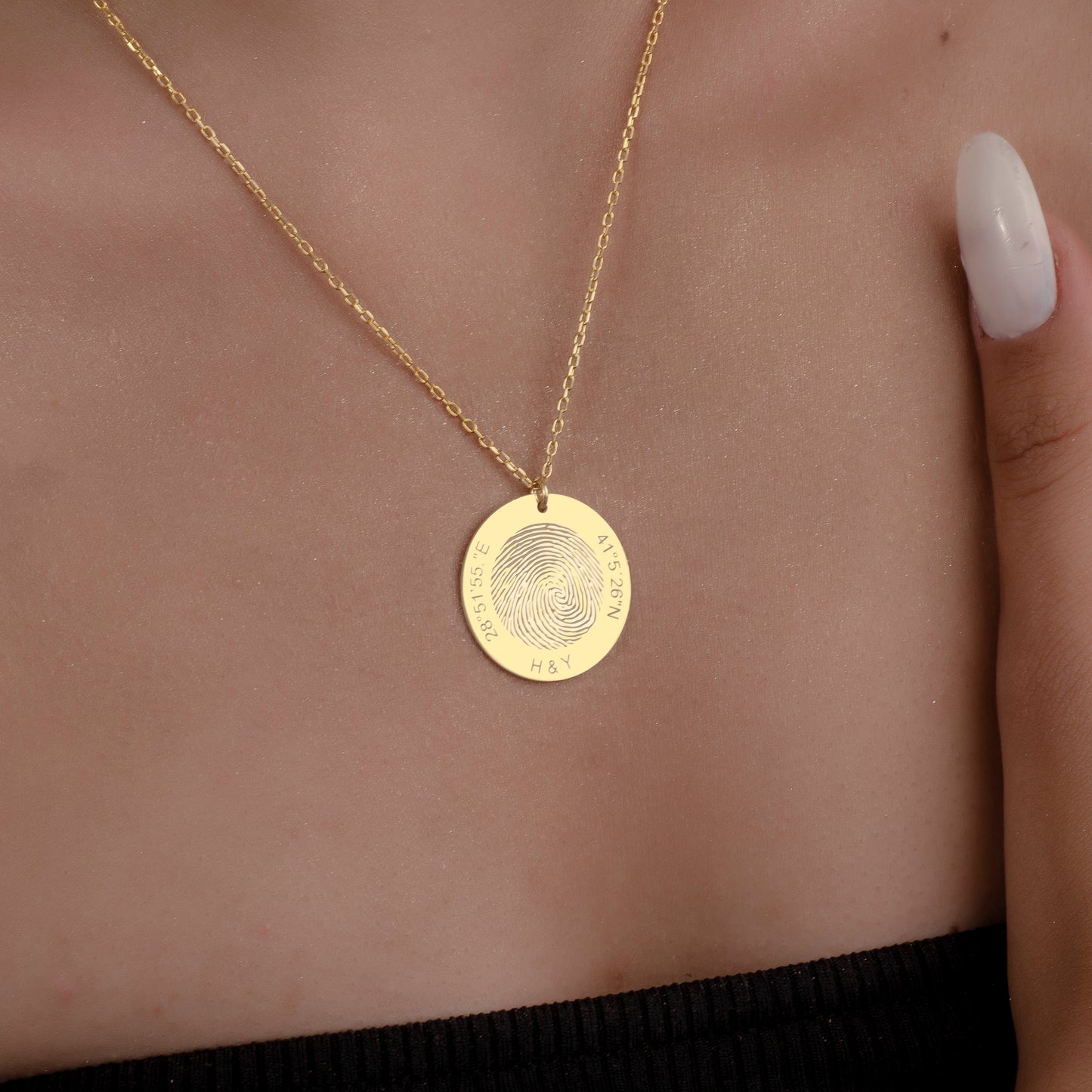 Custom Disc Fingerprint Name Necklace