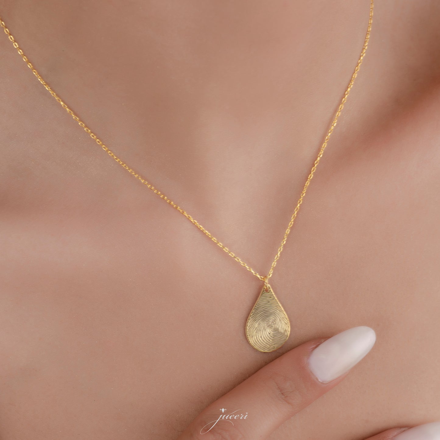 Custom Teardrop Fingerprint Necklace