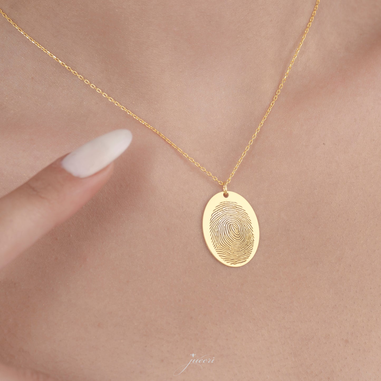 Custom Oval Fingerprint Necklace