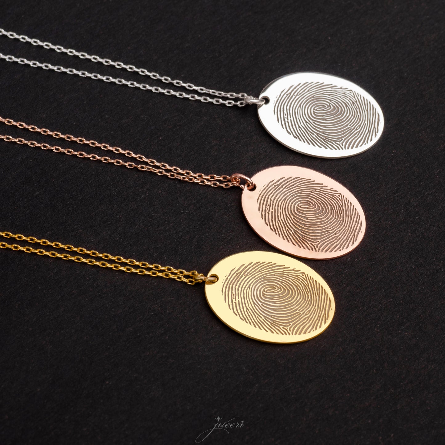 Custom Oval Fingerprint Necklace