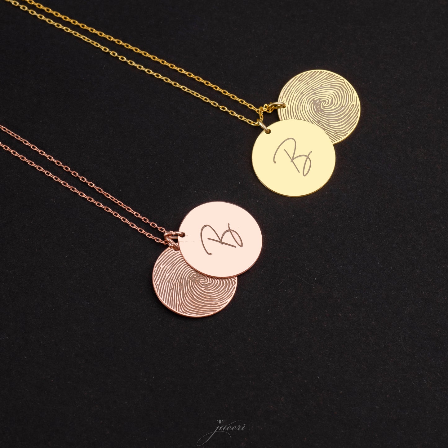 Custom Fingerprint Name Date Initial Necklace