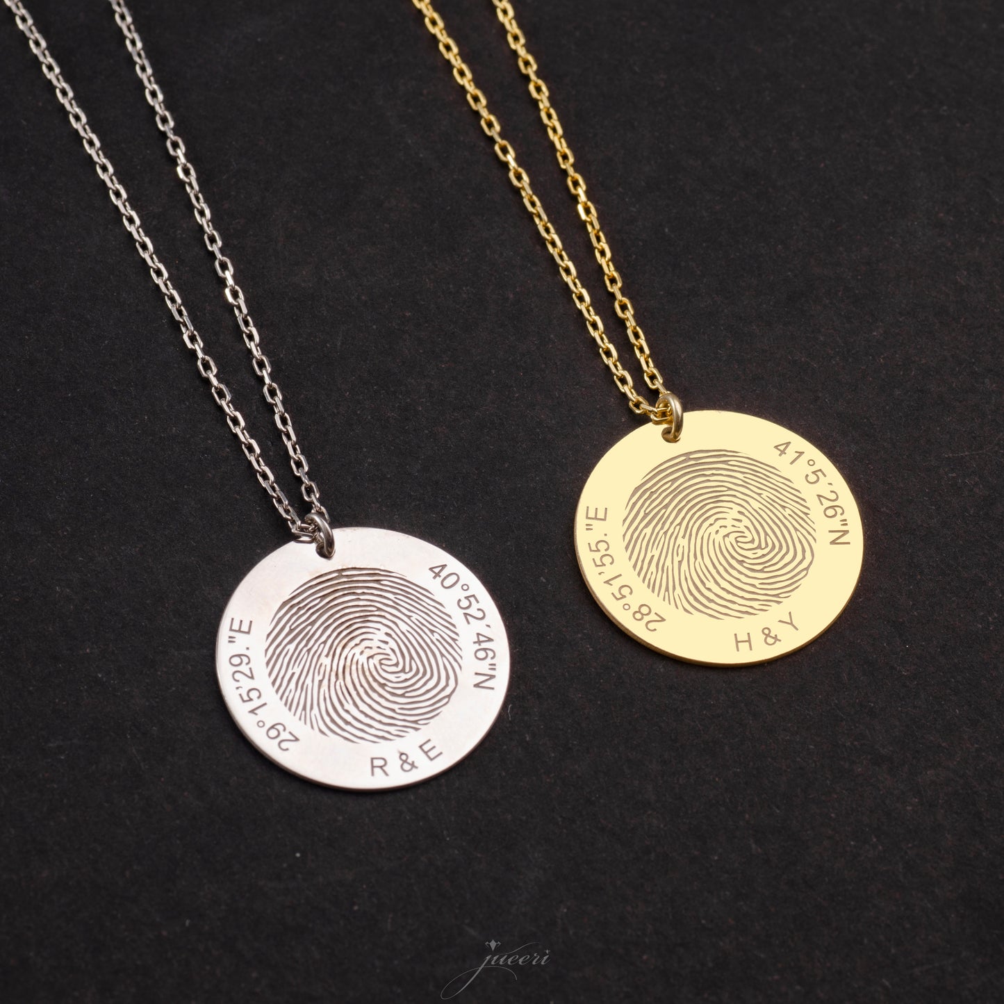 Custom Disc Fingerprint Name Necklace