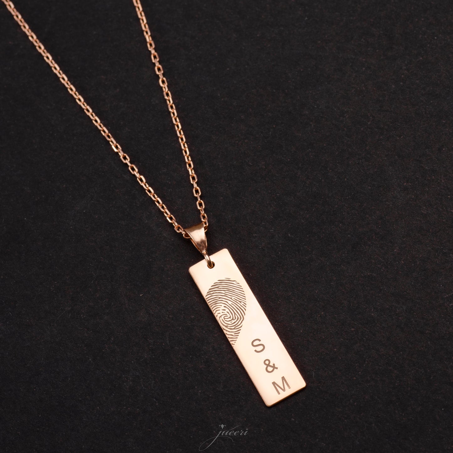 Custom Bar Fingerprint Name Necklace