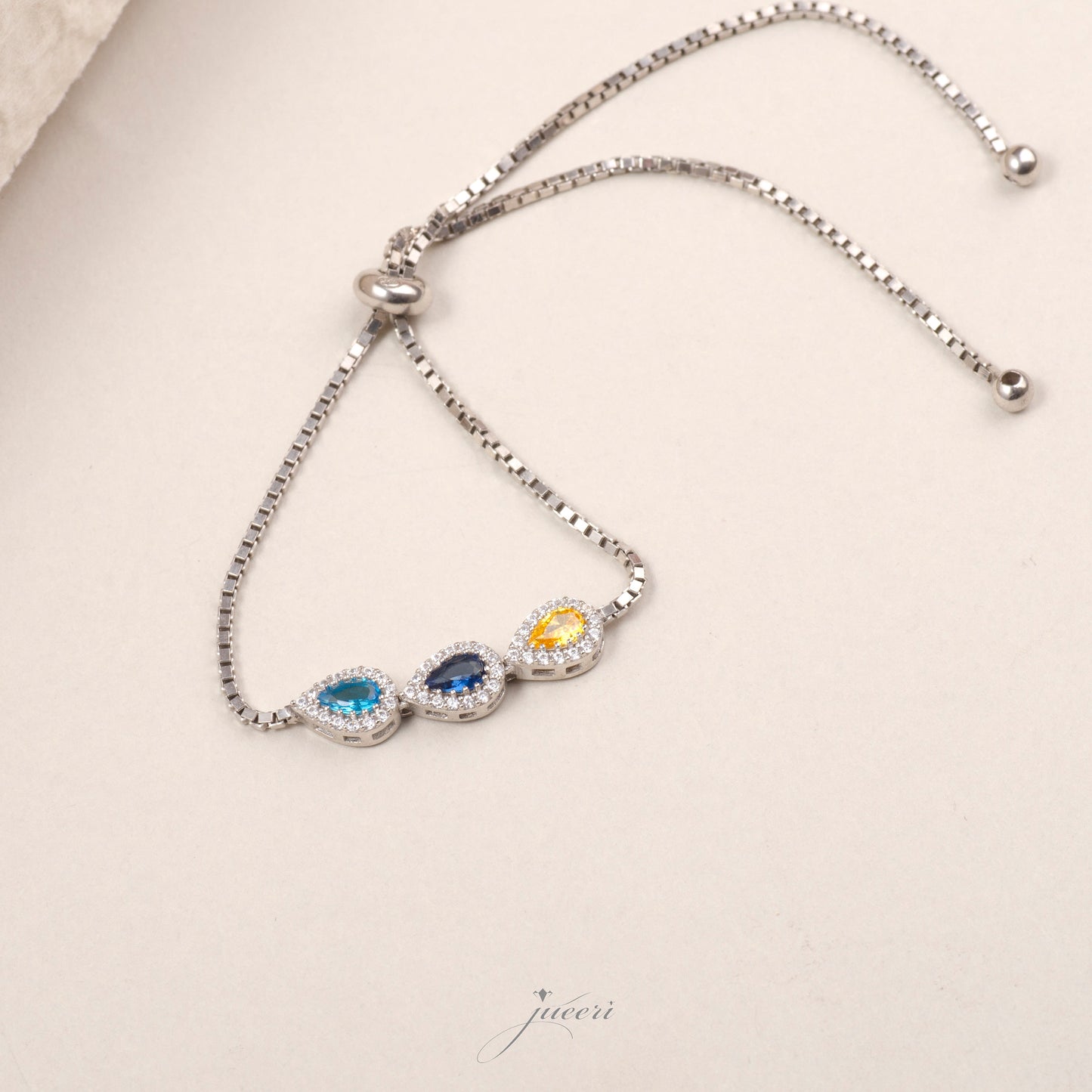 Personalized Drop Birthstone Adjustable Bracelet