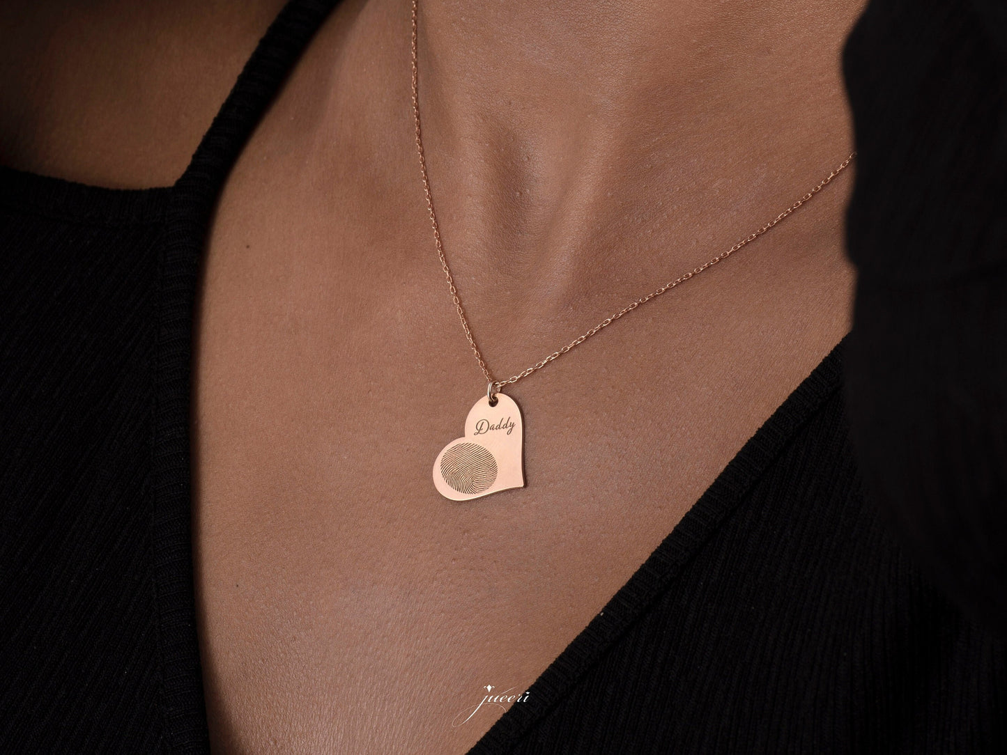 Custom Heart Fingerprint Name Necklace