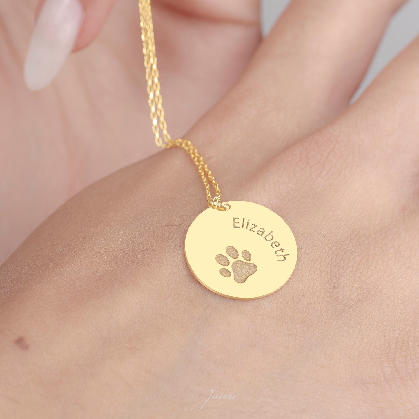 Custom Pet Paw & Name Print Necklace