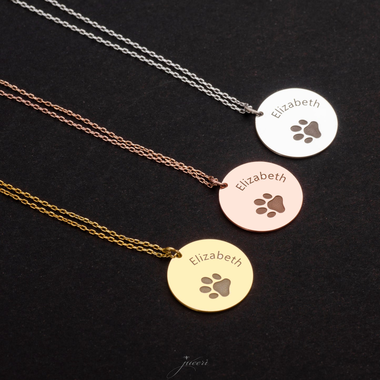 Custom Pet Paw & Name Print Necklace