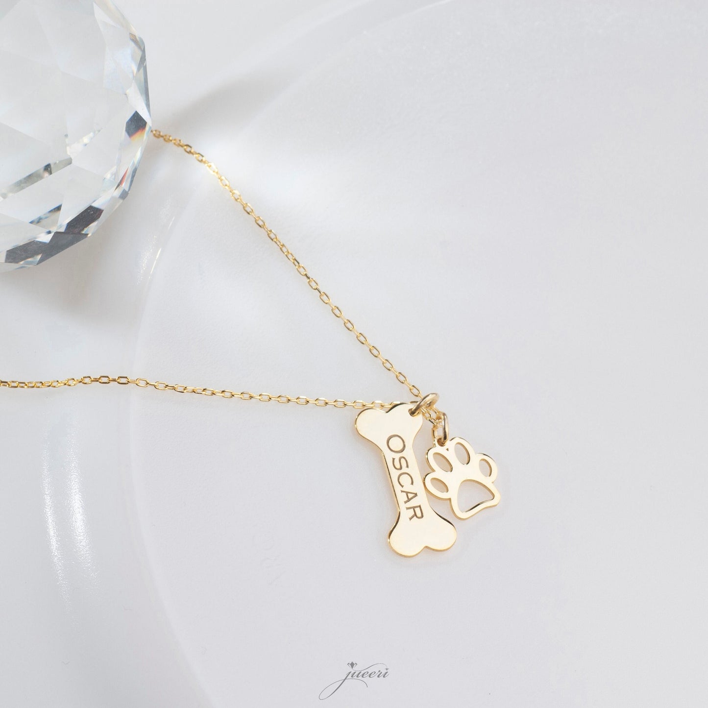 Custom Bone Name & Paw Necklace