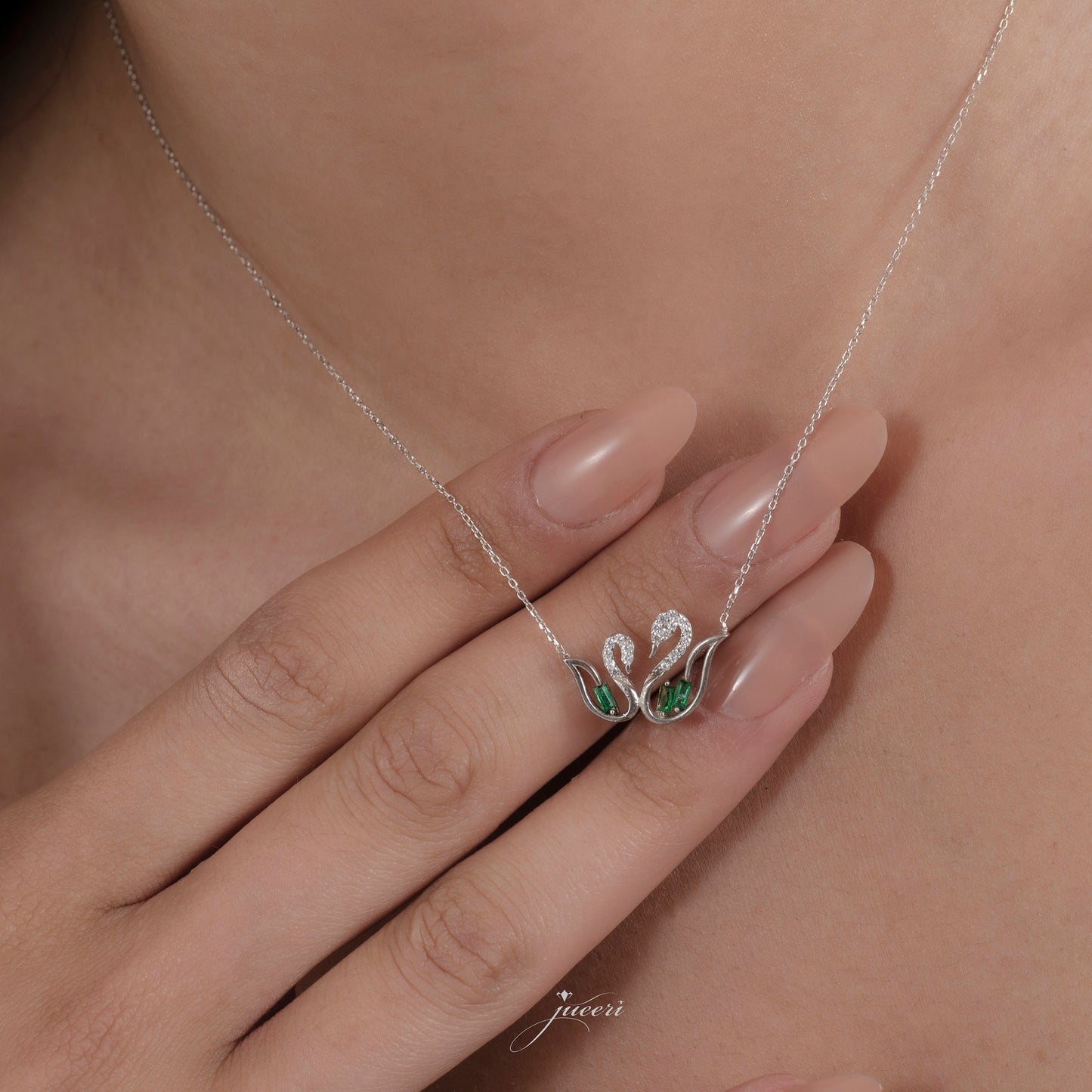 Emerald Swan Love Necklace